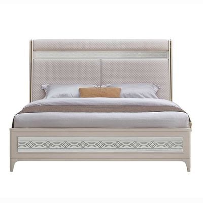 Portnoy 180x200 King Bed with LED - Ivory - With 2-Year Warranty